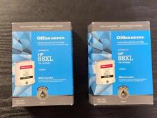 LOT OF 2 Office Depot HP 88XL BLACK REMANUFACTURED INK CARTRIDGES-BRAND NEW. picture
