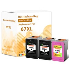 Refilled 67XL Ink Cartridge 3PK Compatible with HP DeskJet Plus 4140 4152 4155  picture