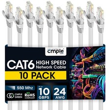 10 Pack Cat6 Patch Cable Ultra-Fast Internet LAN Cord for Home & Office White picture