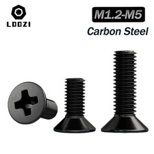 10/20/50PCS Black Carbon Steel Phillips Flat Countersunk Screws M1.2-M5 Bolt Set picture