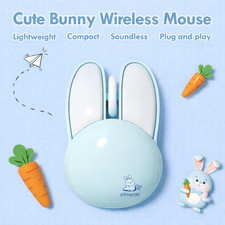 Wireless Mouse Cute Blue Kawaii Bunny Shape Rabbit Design Portable Girls Kids picture