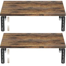 Wood Monitor Stand Riser 2 Pack Adjustable Brown Desk Organizer Laptop Printer picture