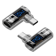 2 Pack 90 Degree USB C Adapter with Digital Display Transparent Type C Coupler picture