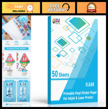 Clear Printable Vinyl Sticker Paper - 50 Sheets, Waterproof, Self-Adhesive, Craf picture