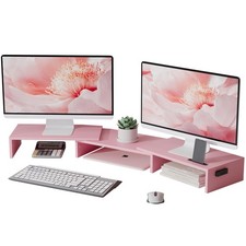 Computer Monitor Dual Stand - Pink Color Adjustable For PC Or Mac picture