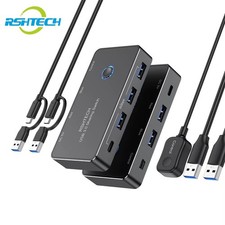 RSHTECH USB C KVM Switch 2 Computer Sharing 4-Port USB 3.0 5Gbps RSH-A201R picture