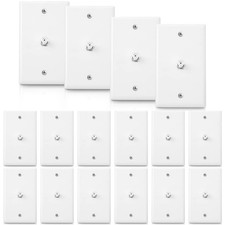 16 PCS 1Port TV Cable Wall Plate with F Connector Coax Video Jack White Gang picture