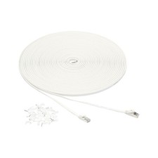 Cat 7 Ethernet Patch Cable, Flat, 600MHz Includes 25 Nails for Printer, 100 Foot picture