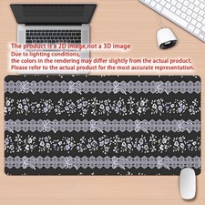 2D Flat Dark Lace Floral Ribbon Desk Mat Gaming Mouse Pad 1pc - Non-Slip Rubbe picture
