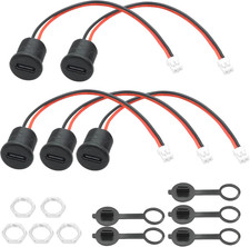5Pcs USB Type C Female Socket to 2 Pin Terminal Cable 3