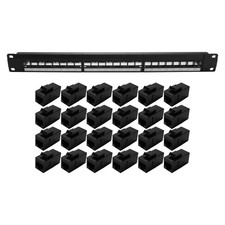 19Inch 1U Cabinet Rack Pass-Through 24 Port CAT6 Patch Panel RJ45 contact3629 picture