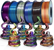 3D Printer Filament Silk PLA Rainbow Color 1.75mm Tri 6kg Pack 1kg Spool picture