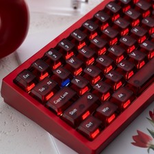 GUUKEY Frosted Translucent Keycaps Set, Red Crystal Clear 115 Keys Cherry picture