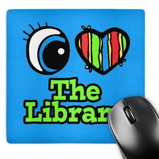 3dRose Bright Eye Heart I Love The Library Mouse Pad (mp_106628_1) picture