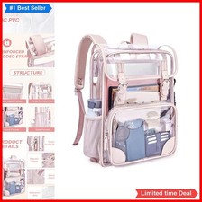 Clear Backpack 17 Inch PVC Water Resistant 15.6 Laptop Sleeve Padded Straps picture