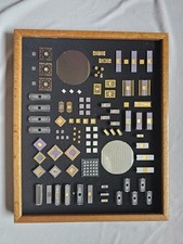 Vintage Framed collection of microchips, IC's, Wafers, Transistors, 100+ Pc Gold picture
