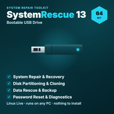 SystemRescue 13 Linux Bootable USB - PC Repair Recovery Live Toolkit 64-bit picture