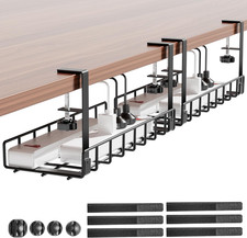 Under Desk Cable Management Tray 2 Pack, Xpatee Wire Management No Screws, Cable picture