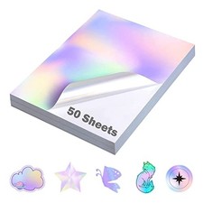 50 Sheets Holographic Sticker Paper 8.5 x11 inch for 50 × Holographic Rainbow picture