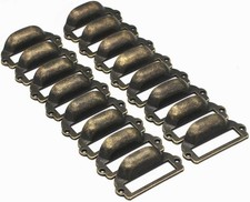 16PCS Antique Bronze Apothecary Drawer Pulls Card Catalog Drawer Pulls Card New picture