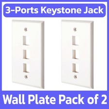 2 Pack Keystone Wall Plate Single Gang Three Ports Faceplate 3 Jack Wallplate picture