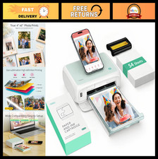 Portable 4x6 Photo Printer with 54 Sheets & Ink Ribbon, Wi-Fi & AR Video Support picture