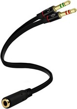 D & K Exclusives Headphone Splitter For Computer 3.5mm Female to 2 Dual Black  picture