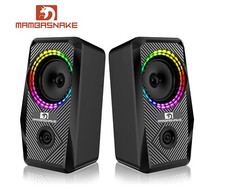 Computer Desktop Speakers 2.0 Stereo Surround Sound RGB Backlit Portable USB PC picture