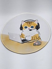 Round Cute Cat Mouse Pad, Small Kawaii Funny Cat Design Mousepad, Laptop picture