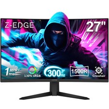 Z-Edge UG27S 27 Inch Curved Gaming Monitor, FHD 1080P, 300Hz Refresh Rate, 1ms picture
