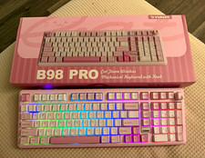 YUNZII B98 PRO Tri-Mode Mechanical Keyboard Knob Hot Swappable RGB Pink/White picture