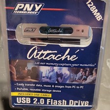 PNY Attaché 128MB USB 2.0 Silver Flash Drive PC Portable Removable picture