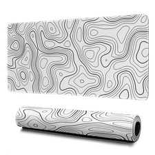Topographic Contour Gaming Pad White Large Pad for Keyboard and Mousepad Desk... picture