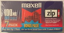 Maxell 100 MB Disk DOS IBM Formatted For Zip Drives (7 Pack) - New Sealed picture