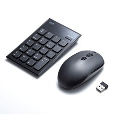 Sanwa Supply Wireless Numeric Keypad and Mouse Set Silent USB NT-WL23SETBK picture