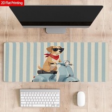 2D Foldable Large Desk Mat Animal Print Dog Riding Scooter Pattern Rubber Desk picture