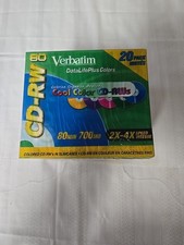 Verbatim CD-RW Discs 700MB/80min 2X-4X Slim Case Assorted Colors 20 Pack picture