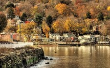 Landscape lake fall trees Custom Gaming Mat Desk picture