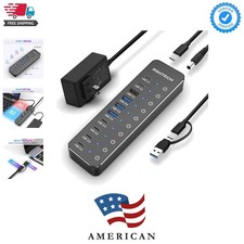 10 Ports Powered USB 3.2/USB C Hub Splitter 60W with 3 x 10Gbps USB 3.2 Ports... picture