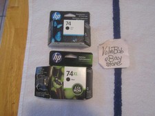 GENUINE HP 74 & 74XL Black Ink Cartridges - EXPIRED DATES ON BOTH PACKAGES picture