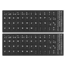 Spanish Keyboard Stickers Black Background W White Lettering 2Pcs picture
