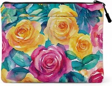 13.3 inch Laptop Case, Elegant Watercolor Floral Print Laptop Sleeve with Pocket picture