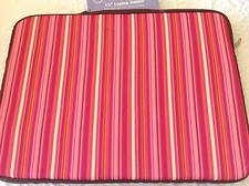 CUL-DE-SAC 15 INCH LAPTOP HOLDER CASE ZIPPER PINK STRIPE 10 1/2  X 14 1/2 NWT picture