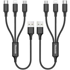 Puxnoin Multi Charging Cable, 2Pack Charger Cable Short 1 feet, black  picture