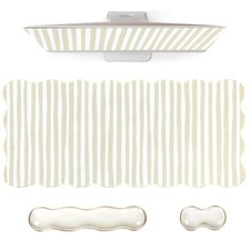 Beige Striped Mouse Pad Set,Scalloped XXL Desk Mat + Ergonomic Mouse Wrist Re... picture