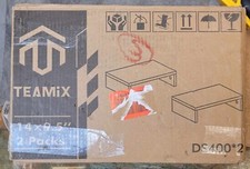 Teamix Wood 2 Tier Adjustable Dual Monitor Riser 2 Pack, Woodgrain NEW picture