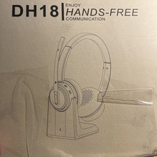 Mopchnic DH18 Wireless Over-Ear Headset Boom Mic Charging Base USB Dongle Black picture