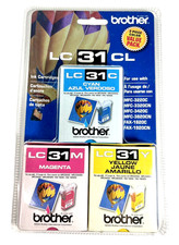 Brother LC31CL Vintage Sealed Printer Ink Cyan Magenta and Yellow Factory Sealed picture