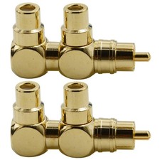 2PCS RCA Splitter Adapter to Female Right Angle Plug Audio Video Connector Co... picture