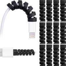 24 Pcs Charger Cable Protector, Spiral USB Wire Protector,Black picture